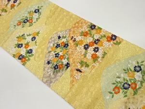 山並みに秋草模様織出し袋帯